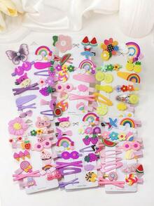 28件/組彩色髮夾 可愛卡通圖案 女孩甜美超萌卡通設計 從花朵到小動物 每款都隱藏可愛感 一組滿足女孩多樣髮型 夾上即可打造可愛造型 秋季 髮飾 女士旅行用 髮具 禮物 聖誕襪填充物 頭飾髮夾 - 彩色 - 查看 4