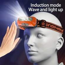 USB Rechargeable LED Headlamp - Portable, Motion Activated Flashlight, Suitable For Hiking, Camping And Emergency Work - Black - View 7