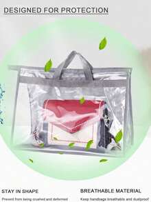 1个装挂式衣服袋衣柜PVC收纳袋透明防尘防潮透气挂袋皮包保护套多功能透明3D袋防尘罩袋子整理袋