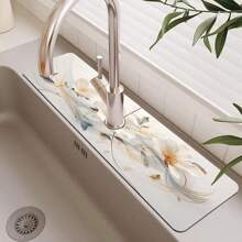 1pc Flower Sink Faucet Suction Pad, Drainage Pad, Kitchen And Bathroom Sink, Countertop Drainage Pad, Diatomaceous Earth Washbasin, Cutting Quick Drying Pad