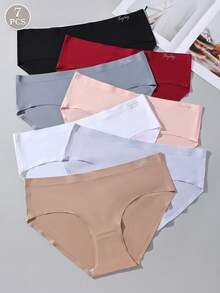 7pcs/Pack Women's Seamless Soft Breathable Minimalist Briefs, Comfortable Stretch Panties - Multicolor - View 1