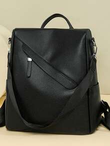 Balo du lịch chống trộm dung tích lớn màu sắc thời trang dành cho nữ, Túi đựng máy tính xách tay, Balo học sinh, Phong cách đường phố - màu đen - Xem 1