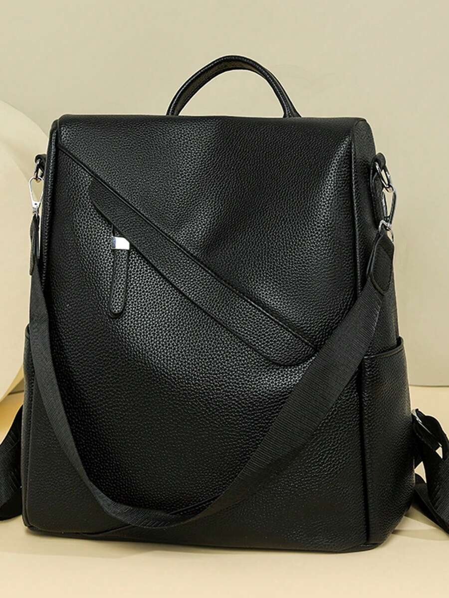 Balo du lịch chống trộm dung tích lớn màu sắc thời trang dành cho nữ, Túi đựng máy tính xách tay, Balo học sinh, Phong cách đường phố - màu đen - Xem 1