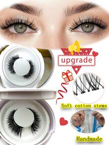 2 paires de cils magnétiques doux améliorés, cils magnétiques réutilisables avec applicateur, set de cils magnétiques sans colle, faciles à appliquer et à retirer. 1 paire peut créer un effet d'agrandissement des yeux, et l'autre paire peut obtenir un effet d'allongement des yeux. Ces cils sont sans colle, pas besoin de démaquillant.
