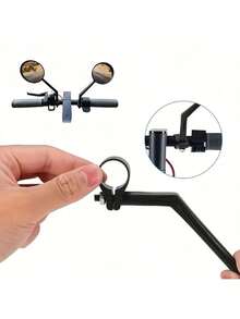 2 Packs Adjustable Bike Rearview Mirrors, 360° Rotatable Bicycle Cycling Side Mirror, Wide Angle Reflective Mirrors For Mountain Road Bikes, Universal Handlebar Mount Accessories - Black - View 7