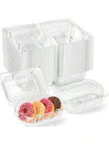 50 Cake Boxes, 7.4x4.9x2.2 Inches High, Suitable For Small Cakes, Pastries, Desserts, Snacks, Disposable Covered Cake Containers, White Cardboard Bakery Takeaway Racks, Suitable For Weddings, Birthdays, Parties - Transparent - View 1