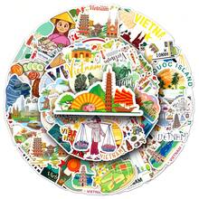 50pcs Vietnamese Cuisine Spring Roll Cartoon Creative DIY Luggage Notebook Decorative Stickers - Multicolor - View 8