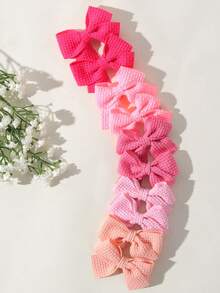 10pcs/Set New Cute Ribbon Bow Hair Clips, Handmade Hair Accessories For Girls - Multicolor - View 4