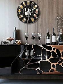 1pc 10-12 Inch Creative Beer Themed Wooden Wall Clock, AA Battery Powered, No Ticking Sound Silent Clock For Restaurant, Bar, Home Wine Themed Wall Decor, Ideal Holiday Gift (No Battery) Room Decor Clock Wall Bedroom Decor Dormitory Decor Back To School School Decor School Surprise Home Decor School Supplies