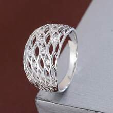 1pc Minimalist Hollow Geometric Design Cubic Zirconia Inlaid Women Ring - Multicolor - View 14