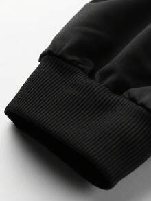 2 - Piece Set Boy Street Style "BRUH" Print Set, Comfortable And Elastic, Spring Autumn Daily Leisure Wear - Black - View 4