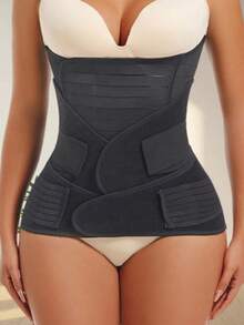 3 piezas Corsé entrenador de cintura, Cinturilla y Moldeador de abdomen para control de la barriga para Mujeres - Negro - Ver 3