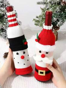 1pc capa de garrafa de papai noel e boneco de neve, decoração de restaurante de férias