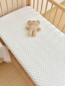 1pc Soft & Cozy Teddy Bear Plush Crib Fitted Sheet, Suitable For Autumn/Winter