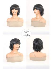 Heat Resistant Chemical Fiber Wigs Daily Wear Women Wigs Sweet Cute Wigs Prom Party Wigs Natural Hair - 黑色 - 查看 3