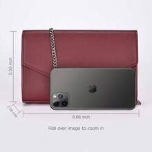 Clutch Purse For Women, Evening Envelope Clutch Bag, Crossbody Foldover PU Leather Shoulder Handbag - Rượu vang đỏ - Xem 3