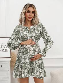 Maternity Floral Print Bohemian Elegant Cute Sleeveless Dress, Everyday Wear