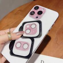 Pink Glitter Camera Lens Protector Film For IPhone 16 Pro/16 Pro Max/15 Pro Max/15 Pro/15/14 Pro Max/14 Pro/14/13 Pro Max/13 Pro/13; Full Coverage Lens Protector, Fashionable Decoration, Suitable For Large Aperture Phone Cases, Easy To Install, Fashionable Women's Phone Accessory. Suitable For Daily Protection, Office, Home Use, Waterproof, Shockproof, Anti-Drop, Anti-Scratch. - Baby Pink - View 4