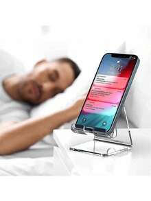 1pc Desktop Phone Holder Storage Shelf Creative Internet Celebrity Acrylic Decoration Transparent Student Tablet Stand (Remove Protective Film)