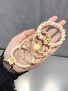 Set da 5 fasce per capelli in gomma color caffè per donne, versione aggiornata, fascia per capelli audace, accessori semplici per capelli, senza danneggiare i capelli, accessori per capelli da donna, strumenti per capelli, accessori di bellezza, accessori per capelli ricci da donna, autunno, viaggio