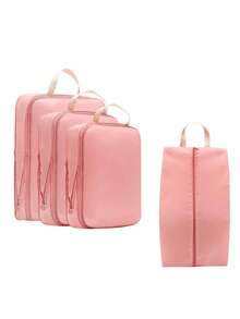 4 أكياس تخزين ضاغطة، مكعبات تنظيم السفر مع حقيبة للأحذية، قابلة للتوسيع وتوفر مساحة تخزين متقدمة - ضرورية للأمتعة والعودة إلى المدرسة