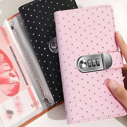 6色密码锁存钱罐！透明层可存放现金、硬币和纸币，时尚INS风彩色储蓄笔记本，送给女朋友/闺蜜的完美礼物