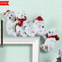 1pc, Festive Christmas Wooden Corner Door Frame Ornament,Four Gnome ,White Bear And Reindeer And Santa Claus,Seasonal Decor, Holiday Accessory, Christmas Decor Supplies, Wall Pediments, Corner Decoration