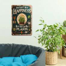 Tin Metal Sign: Buy Plants Not Happiness Vintage Garden Decor Rustic Wall Art Plant Lovers Gardening Enthusiasts Home Decor Gift - 彩色 - 查看 2