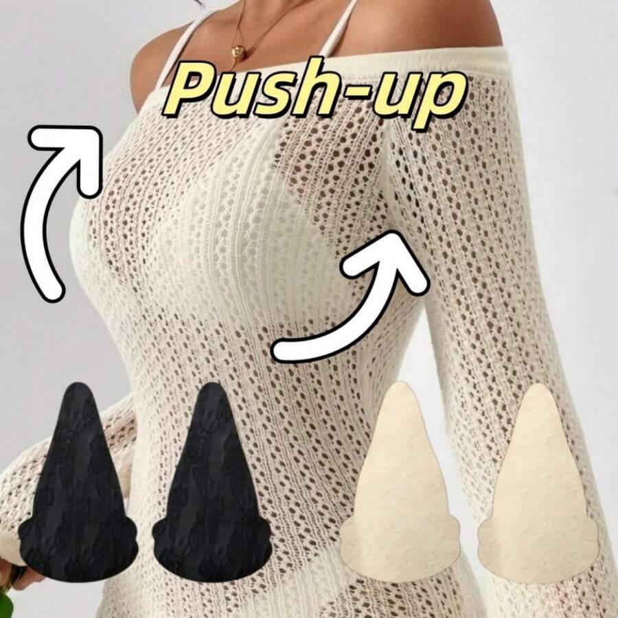 2/4/6pcs/Set Breast Lift Tape Large Breasts Waterproof 3 Pairs,Lift Up Bra Push Up Strong Support Women A-G Cup Bra Stickers Nipple Stickies Boob Stickys - Lace Black A1 - View 1
