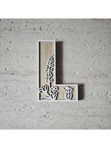 1 pieza Ornamento de letra tallada con flores inglesas de madera que se puede colgar. Decoraciones de Acción de Gracias y Navidad. Decoración única para la habitación, arte de pared, decoración de boda, estilo de campo francés. Decoración de madera con flores talladas - Perfecto para el hogar, la cocina o la decoración de la boda - Versátil, adecuado para exhibición en el escritorio
