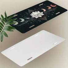 1pc, Moon Phases And For Lotus Front License Plate Covers & Frames, Aluminum License Plate Covers & Frames, Funny Standard Plates Waterproof Novelty For Decoration For Men/Women/Boys/Girls , 30*15cm(12*6inch) - 彩色 - 查看 4