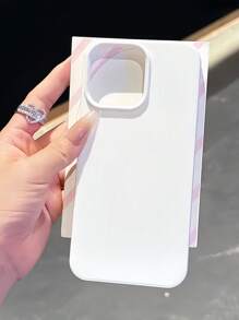 1pc White Matte Simple Large Hole Lens Protection Anti-Drop Phone Case, Personalized For IPhone 16 Pro Max, 17/16/15/14 Plus, 13/12/11 Protective Cover - White - View 2