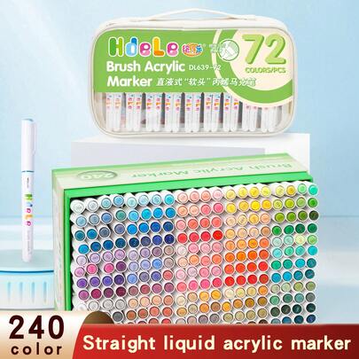 240/120/72/56/24/8 Farben Acrylmarker, flüssige Tinte mit weicher Spitze, für Studenten, nicht transparent, überlagerbar, Aquarellpinselstift, hochwertige Kunstbedarf, DIY, Acrylfarb-Marker, Schul- und Lernbedarf