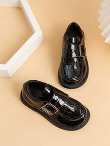 男童新款黑色软底皮鞋，儿童英伦风格休闲校鞋，适合小孩和大童 - 黑色 - 查看 7