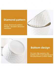 1pc/2pcs/4pcs Rose Diamond Patterned Ceramic Bowl, 4.5in/5in Pasta/Soup Bowl, Deep Ceramic Bowl, Microwave , Luxury Nordic Style Diamond Black Line Design