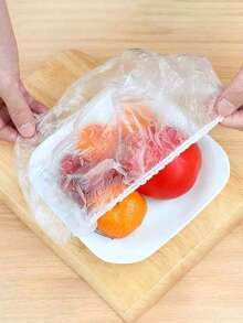 50/100/200/500pcs Disposable Food Wrap, Keeps Leftover Food Fresh, Elastic & Self-Sealing, Suitable For Covering Bowls & Dishes, Household Use