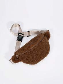 1PC New Autumn/Winter Fuzzy Waist Bag,Soft Sherpa Fabric Adjustable Strap Design - Women's Pouch For Daily, Shopping, Campus & Casual Outings - Multicolor - View 15