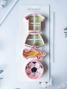 4 件塑料足球系列饼干模具 - 足球、鞋子、球衣、世界杯饼干模具、饼干模具、翻糖压制工具、家庭 DIY 糖霜饼干烘焙工具 - 淺粉色 - 查看 7