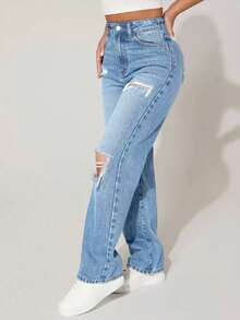 Casual Slim Fit Jeans For Teen Girl Versatile - Blue - View 2