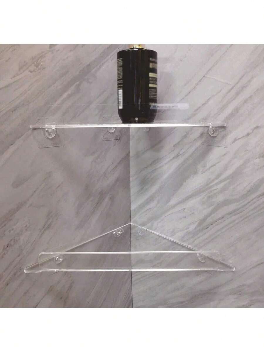 1pc Minimalist High-Quality Home Storage Corner Shelf, Acrylic Wall Mount Bathroom Organizer Rack, Toilet Vanity Shelf, Bathroom Accessories, Room Decor