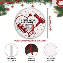 1 Piece Acrylic Hair Stylist Christmas Ornament - "Hair Stylist " Red Plaid Heart Design With Comb, Scissors, And Hair Dryer - Hair Stylist Holiday Tree Hanging Decoration, No Electricity Required