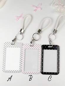 1 件 ABS 波点印花卡通风格滑动卡包。学生腕带卡包，女式学生卡包，身份证公交卡保护套，学生校园卡保护套 - 彩色 - 查看 12