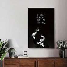 Framed Drake "If You're Reading This It'S Too Late" Canvas Wall Art, , Monochrome Rap Singer Poster For Bedroom, Office, Or Cafe Decor, Minimalist Design, High, Quality Print,  Flat, Perfect Room Decoration, Canvas Wall Art - 框架 - 查看 4