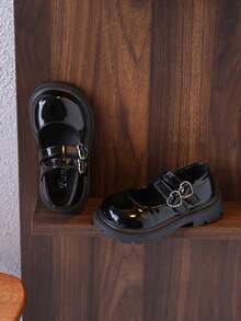 1 双儿童公主 PU 皮革防滑鞋底钩环鞋，适合跳舞和散步