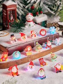 50pcs-Christmas Party Giveaway 50 Christmas Lighting Rings, Glow Rings, Party Supplies, Christmas Glitter Glow Finger Rings, Christmas Party Decoration Home Prop Supplies - Multicolor - View 4