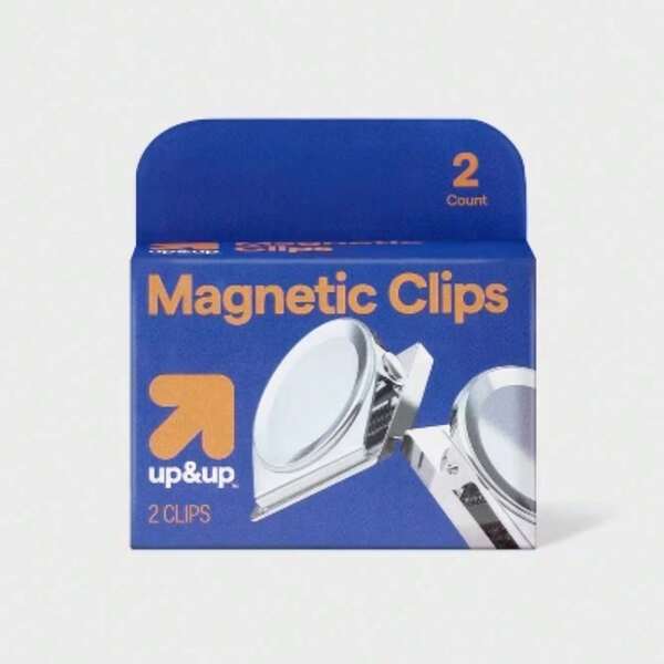 2ct Magnetic Clips Silver Fridge Magnet Clips, Metal, Black Silver, Height, 2 Pack