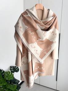 1pc Women's Double-Sided Jacquard Faux Cashmere Warm Scarf Shawl, Suitable For Daily Wear, Autumn/Winter