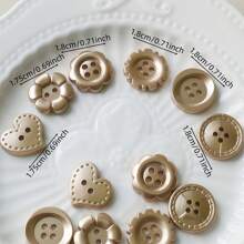 10/20 件金色 4 孔多功能圆形扣，心形花边纽扣，针织开衫衬衫缝纫纽扣 DIY 珠宝配件 - 彩色 - 查看 2