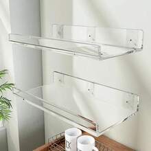 1pc Foldable Wall-Mounted Shelf, For Bathroom, Toilet, Kitchen, Bedside, Dorm Room, No Drilling Phone Storage, Wifi Router Storage Fall Home Decor Room Decor - White - View 7