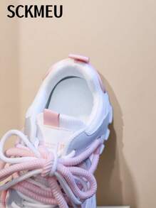 SCKMEU 1雙女款休閒運動時尚輕便學生運動鞋，適用於戶外活動 - 粉色 - 查看 3